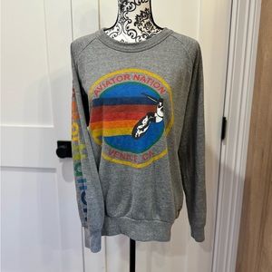 Aviator Nation Gray Pullover Crew Sweatshirt in L